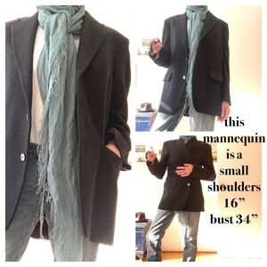 unisex blazer 32S dark gray 100% cashmere 3 button vintage Huntingdon classic